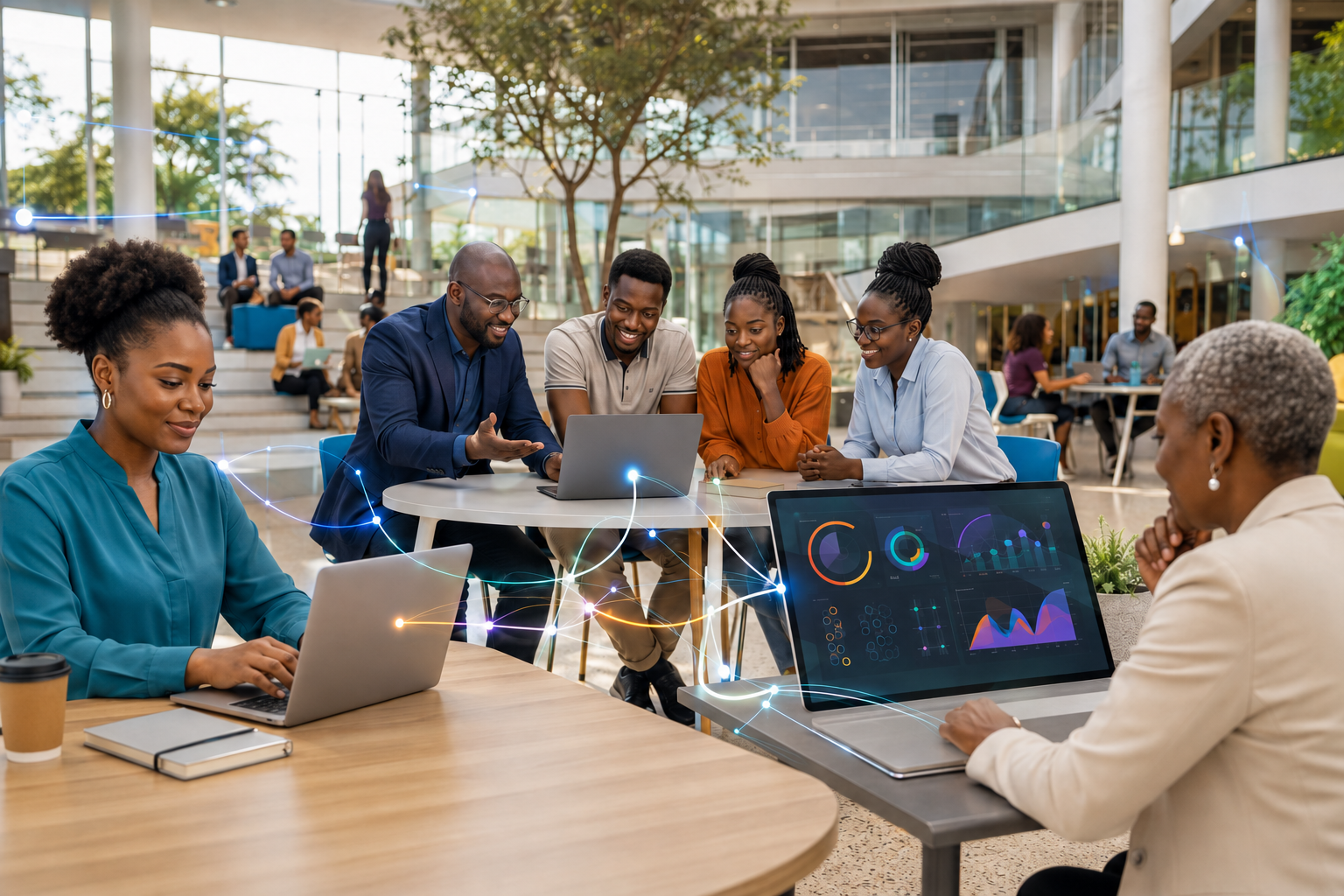 African corporate and college learners connected through a modern learning platform